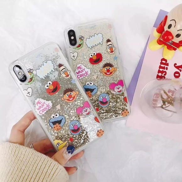 no brand Accessories - Cartoon cute sesame street silver quicksand Cases